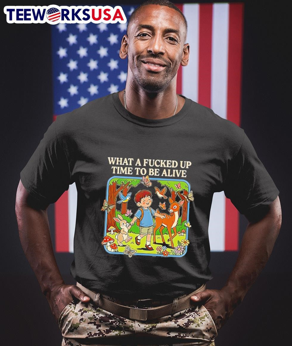 What A Fucked Up Time To Be Alive Boy With Animals Shirt