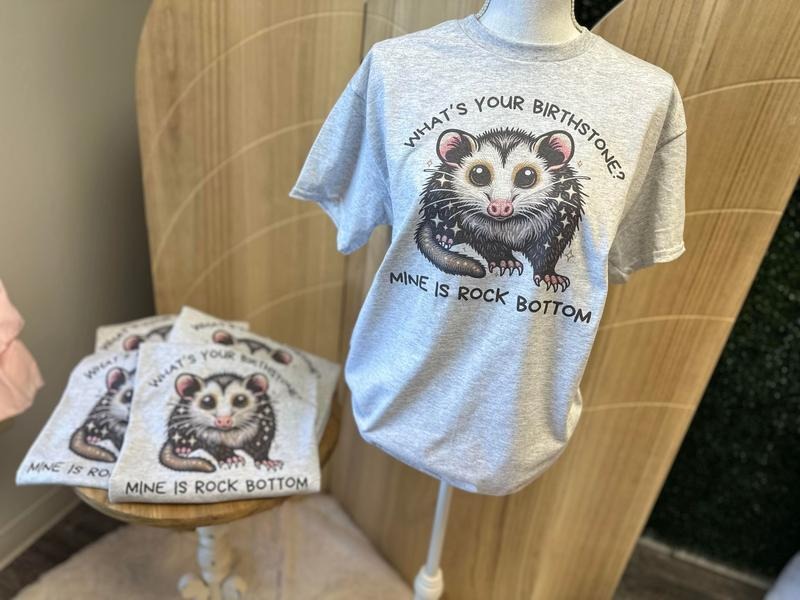 What's Your Birthstone Mine is Rock Bottom - Possum Sweatshirt - Funny Sweatshirt T-Shirts, Hoodie | HypeDripTees.com
