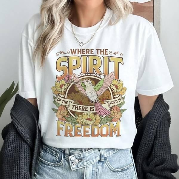 Where The Spirit There Is Freedom Christian Jesus Shirt Bible Verse shirt Religious Shirt, Jesus Shirt Christian Gift...