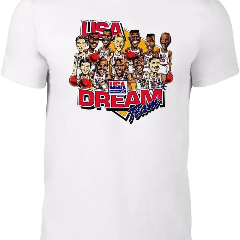White 1992 Dream Team Big Head Style T-shirt Hoodie, Sweatshirt | HypeDripTees.com