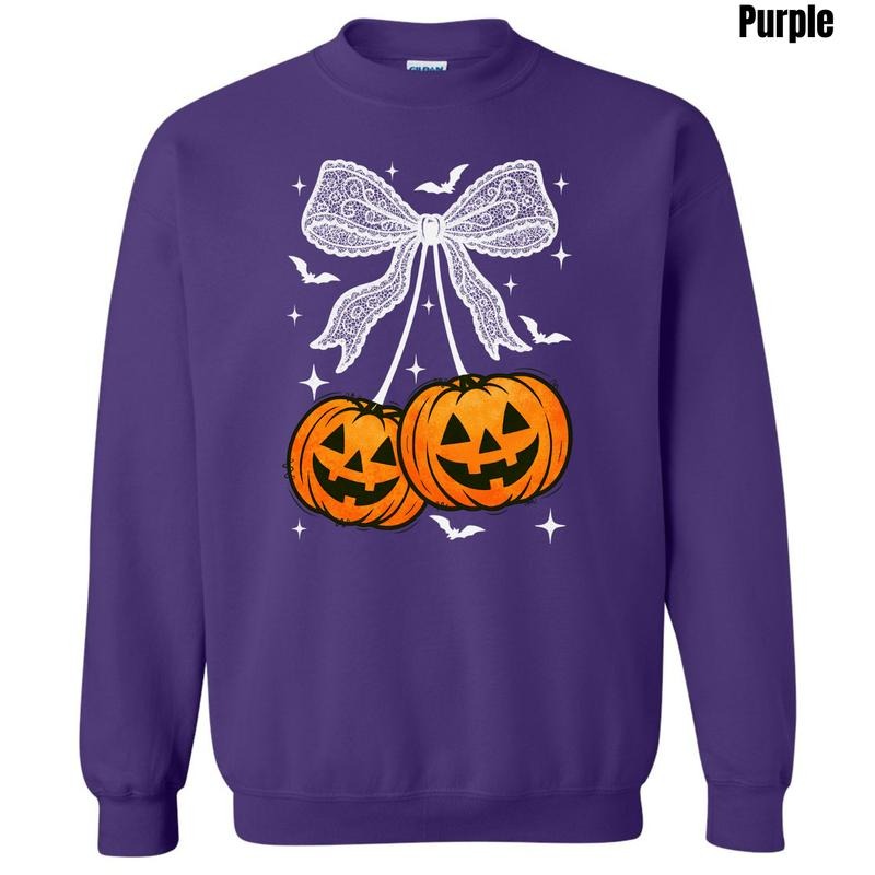 White Bats & Pumpkins Bow Sweatshirt 'NLB' T-Shirts, Hoodie | HypeDripTees.com