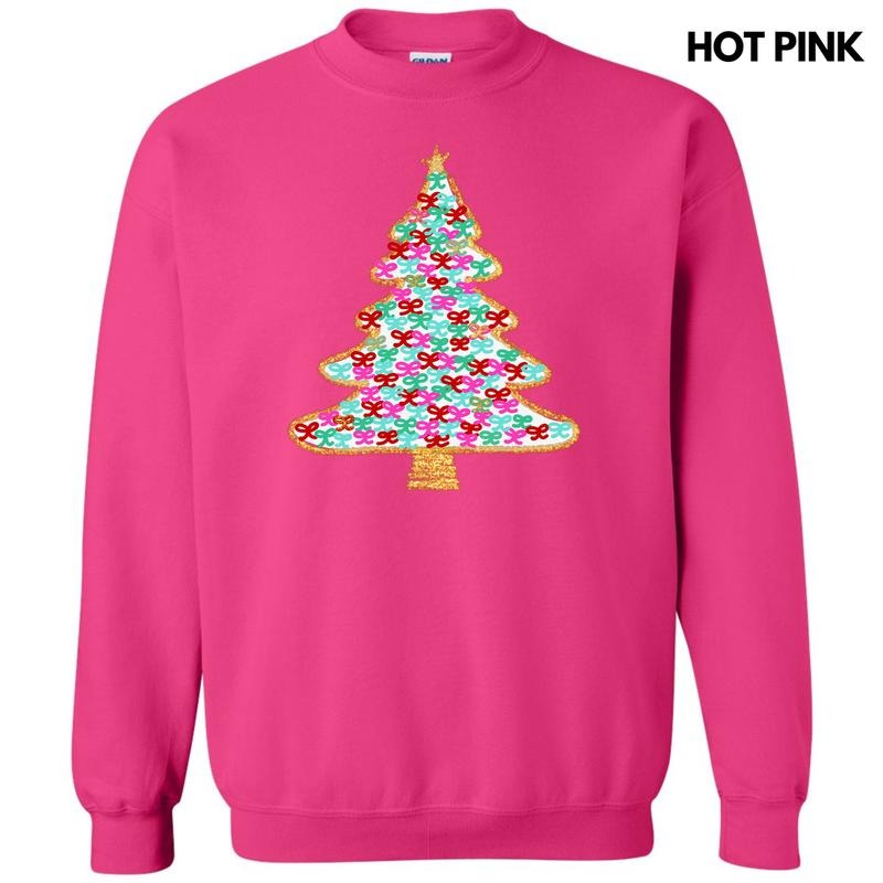 White Bushel Of Bows Christmas Tree Sweatshirt 'NLB' T-Shirts, Hoodie | HypeDripTees.com
