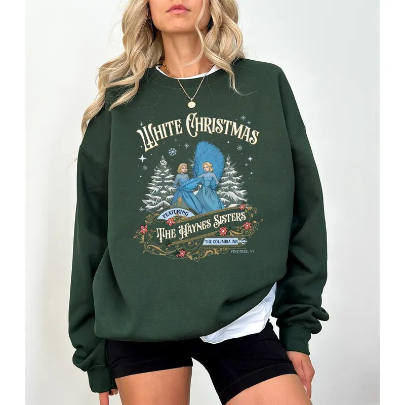 White Christmas Sweatshirt, Columbia Inn Pine Tree Vermont Christmas Sweatshirt, Christmas Movies 1954 Shirt, Columbia...