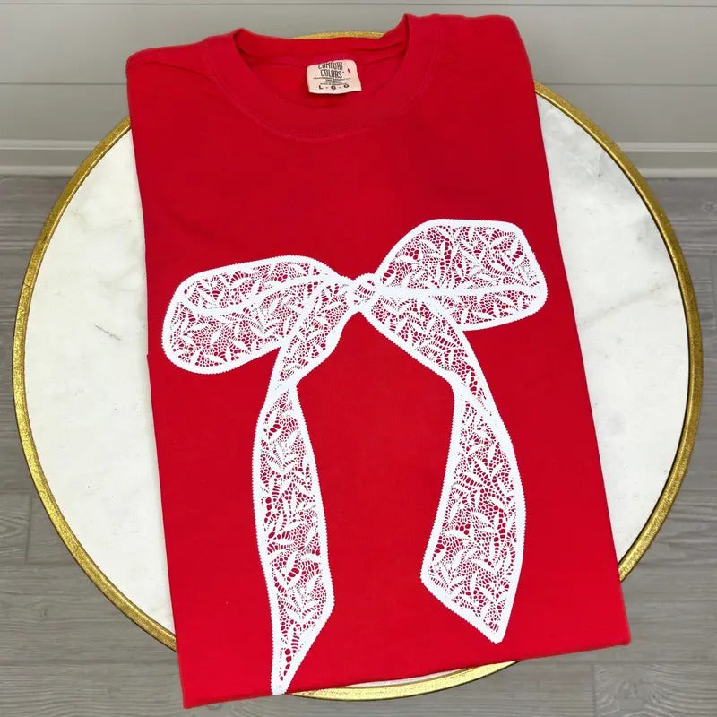 White Lace Bow Comfort Colors T-Shirt 'NLB' Hoodie, Sweatshirt | HypeDripTees.com