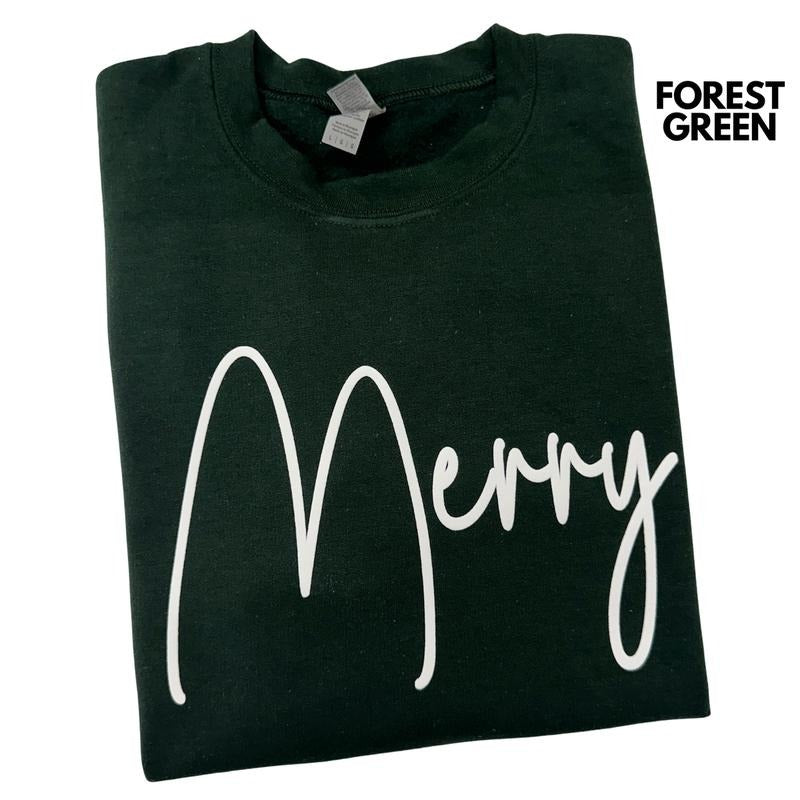 White PUFF Merry Sweatshirt T-Shirts, Hoodie | HypeDripTees.com