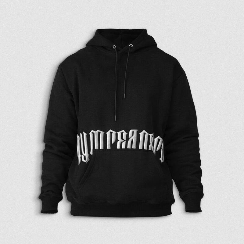 Ultra-Plush Fleece Phantom Hoodie - Black/White Stretchable Ribbed Sweatshirt Menswear Pocket T-Shirts | HypeDripTees.com