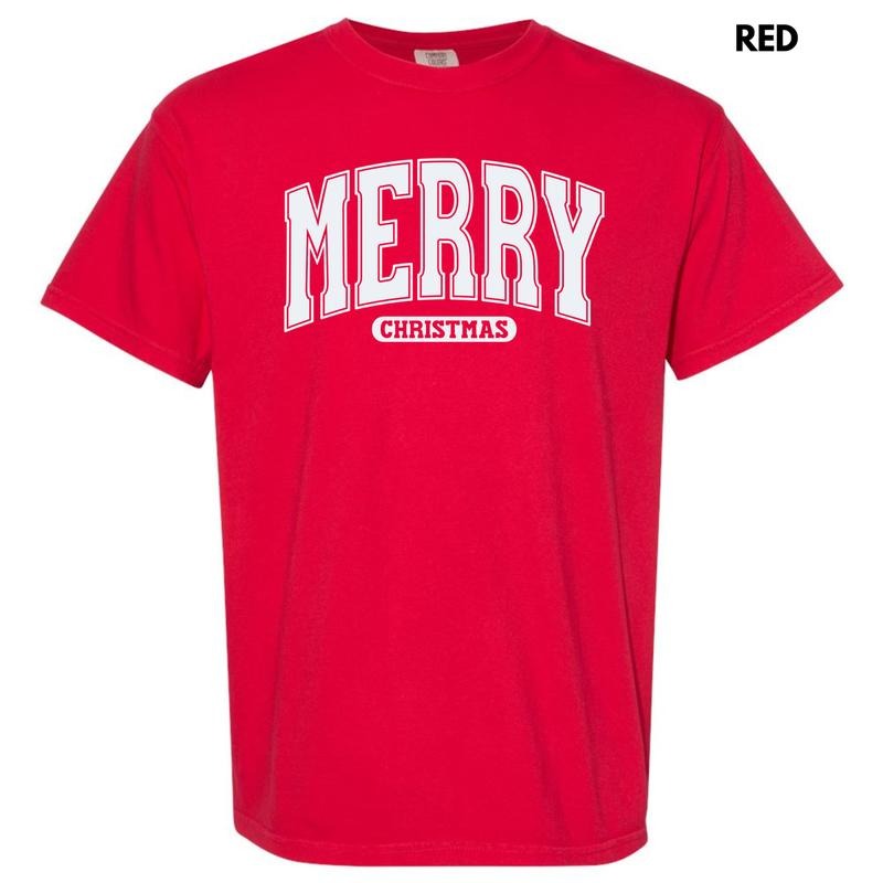 White Varsity Merry Christmas Comfort Colors T-Shirt 'NLB' Hoodie, Sweatshirt | HypeDripTees.com
