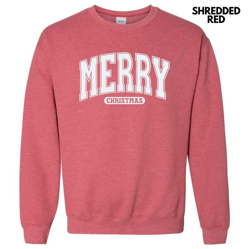 White Varsity Merry Christmas Sweatshirt 'NLB' T-Shirts, Hoodie | HypeDripTees.com