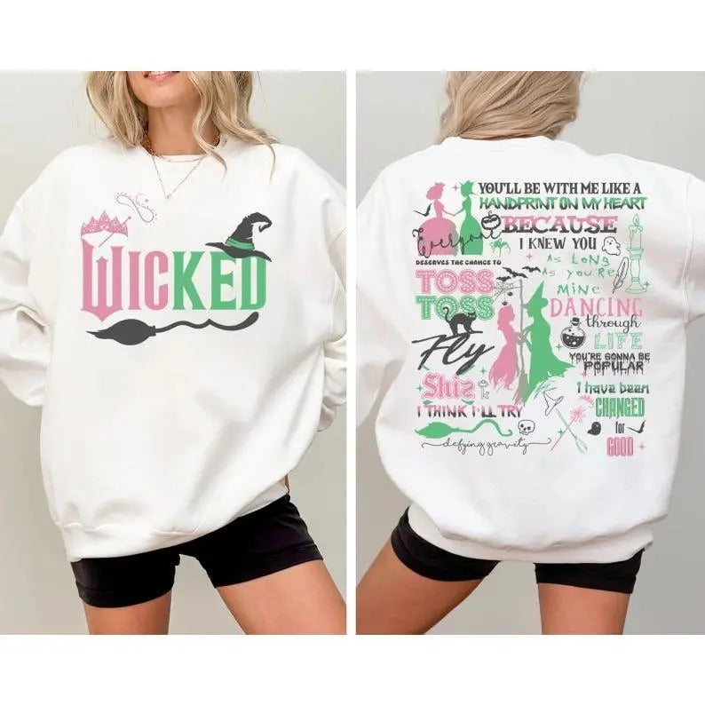 Wicked 2 side Sweatshirt, Hoodie, T-Shirt, Wicked Defy Gravity Sweatshirt, Wizard of Oz Sweatshirt, Wicked Sweatshirt,...