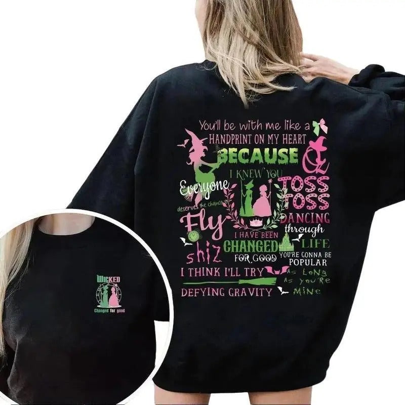 Wicked Glitter Shirt, Defy Gravity Broomstick Magic Wand Shirt, Wizard of Oz Movie Fan Sweatshirt, Gift For Her Hoodie