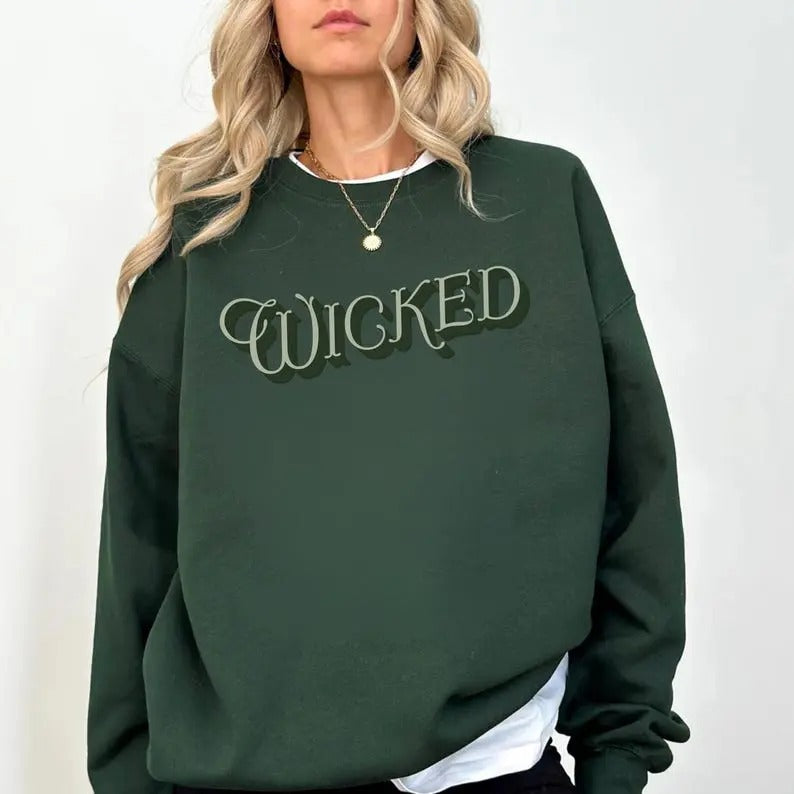 Wicked Sweatshirt, Nostalgic Wizard of Oz Font Cozy Crewneck, Broadway Musical Theater Gift, Wicked Movie Merch T-Shirts,...