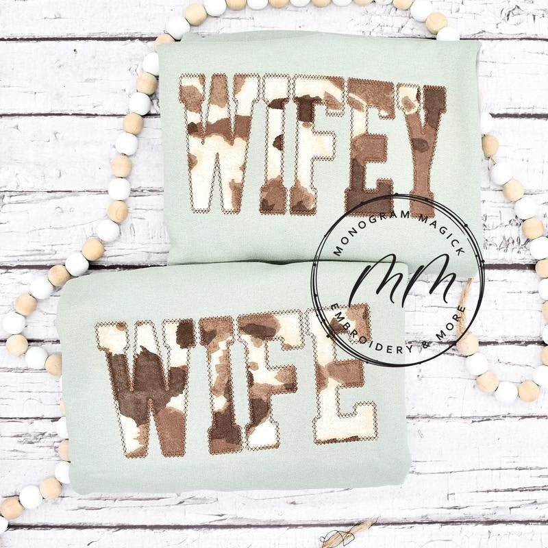 Wife Cow Print Sweatshirt, Wifey Cow Print Sweatshirt T-Shirts, Hoodie | HypeDripTees.com