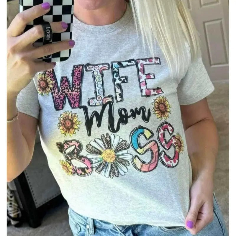 Wife Mom Boss Graphic T-shirt Hoodie, Sweatshirt | HypeDripTees.com