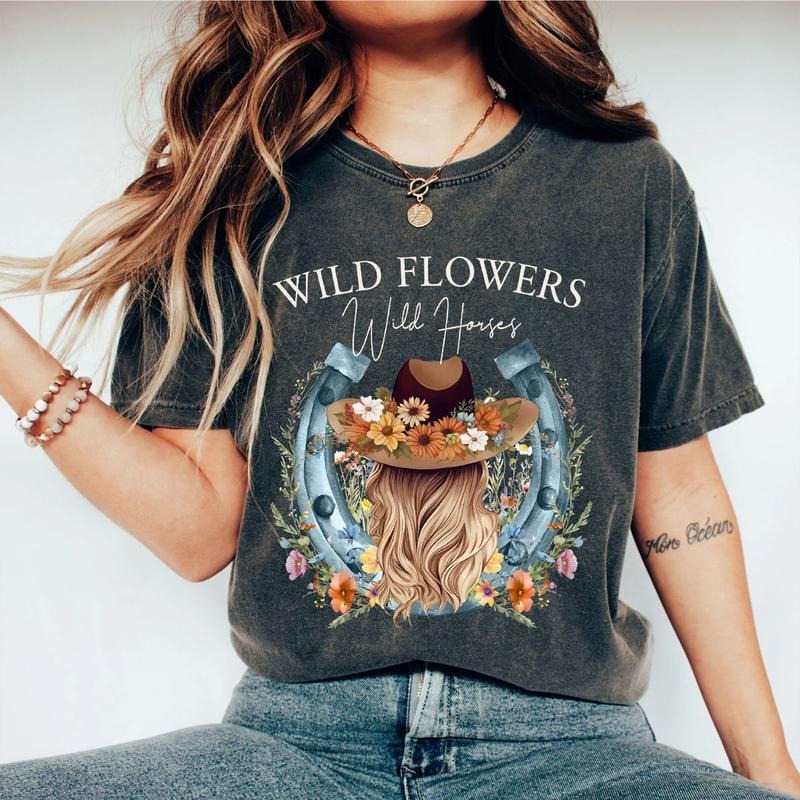 Wild Flowers Wild Horses Shirt, Wild Flowers Shirt, Country Girl Shirt, Cowgirl Shirt, Vintage Wild West ShirtShirt For...