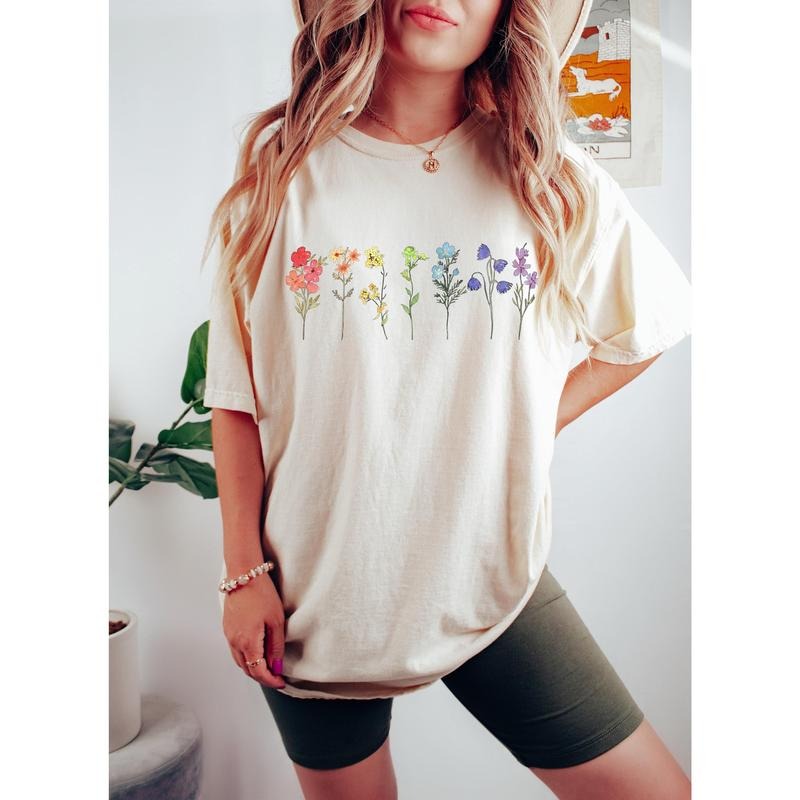 Wildflower Lgbt Pride Month Shirt Flower Rainbow Lesbian Shirt Human Rights Shirt Queer Lesbian LGBTQ T-Shirts, Hoodie, Sweatshirt