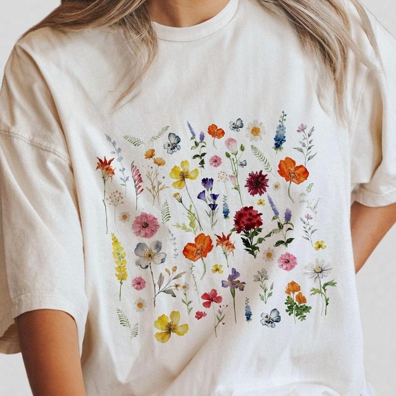 Wildflower Tshirt, Wild Flowers Shirt, Flower Shirts, Floral Tshirt, Gifts For Women, Shirt For Women, Ladies Shirts,...