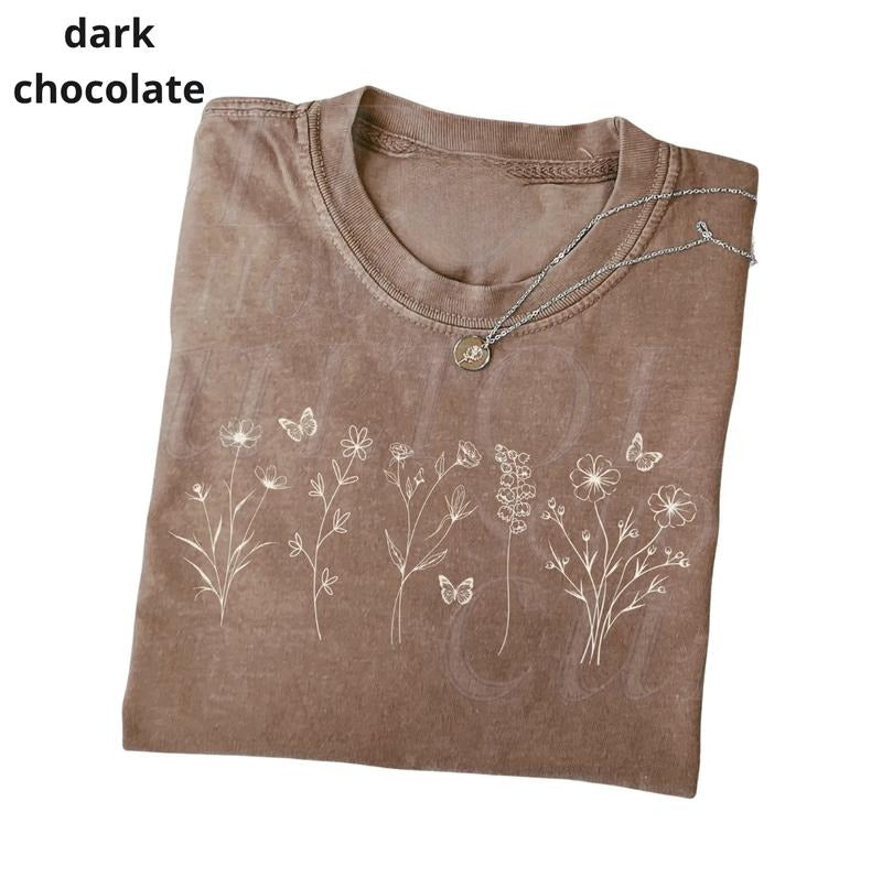 Wildflowers Vintage 90s Style Tshirt, Retro Y2k Flower Lovers Shirt, Bloom Shirt, Botanical Lovers Shirt, Butterfly Tee...