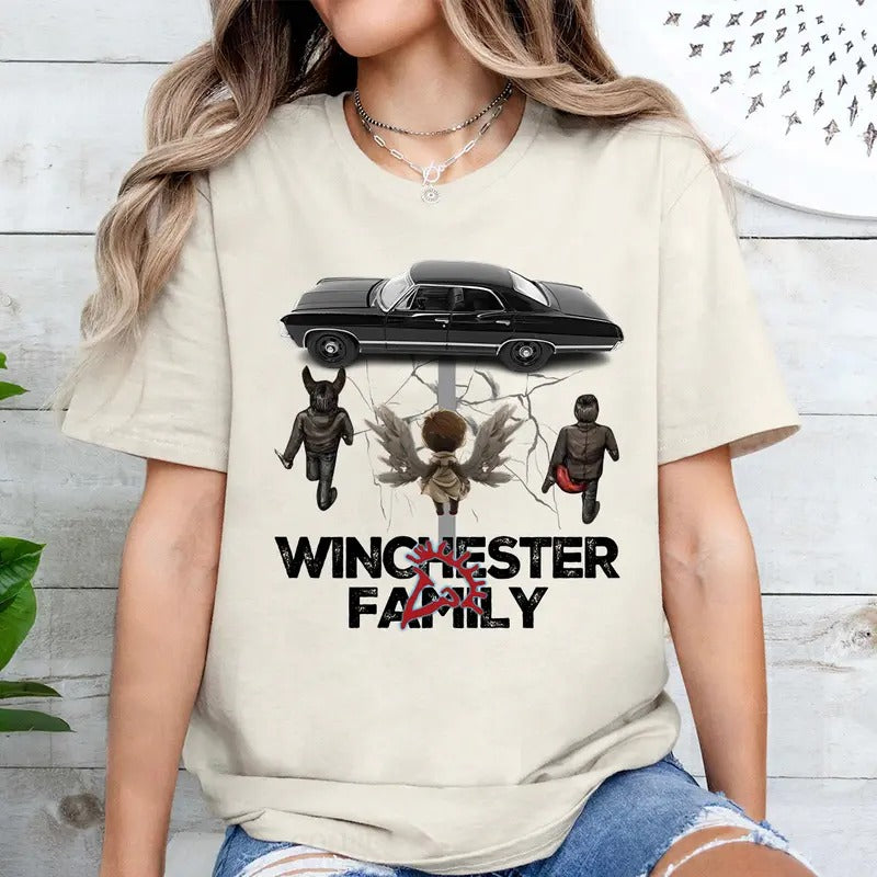 Winchester Family T Shirt, Supernatural Winchester T Shirt, Fashion Cotton, Full Colors, Full Sizes, For Men, For Women...