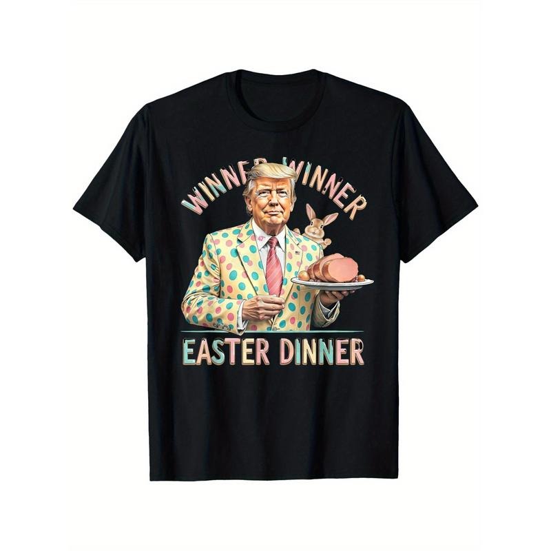 Winner Winner Easter Dinner Funny Trump Bunny Spring Eggs T-Shirt - Casual Crew Neck Cotton, Super Soft, Summer...