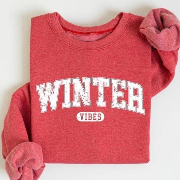 Winter Vibes sweatshirt for cozy season style, women's Merry Christmas shirt, festive holiday sweater, perfect warm and...