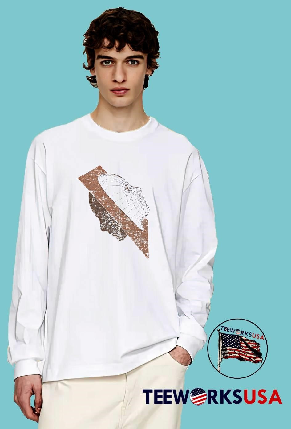 Wireframe Human Face Digital Technology Abstract Art T-Shirt