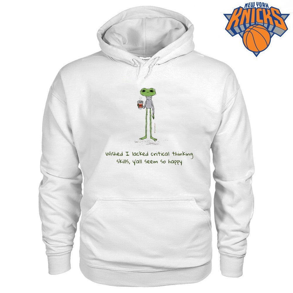 Wished I Lacked Critical Thinking Skills Funny Frog Coffee Graphic Shirt