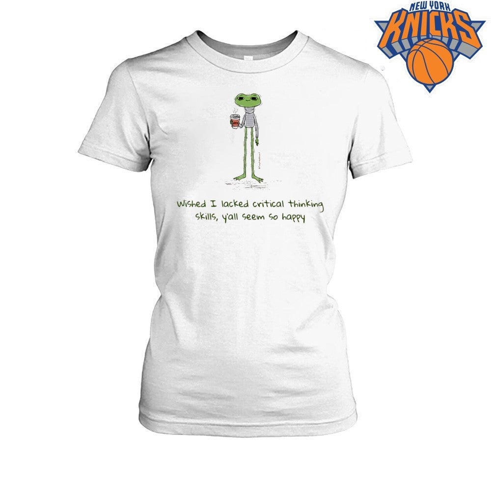 Wished I Lacked Critical Thinking Skills Funny Frog Coffee Graphic Shirt