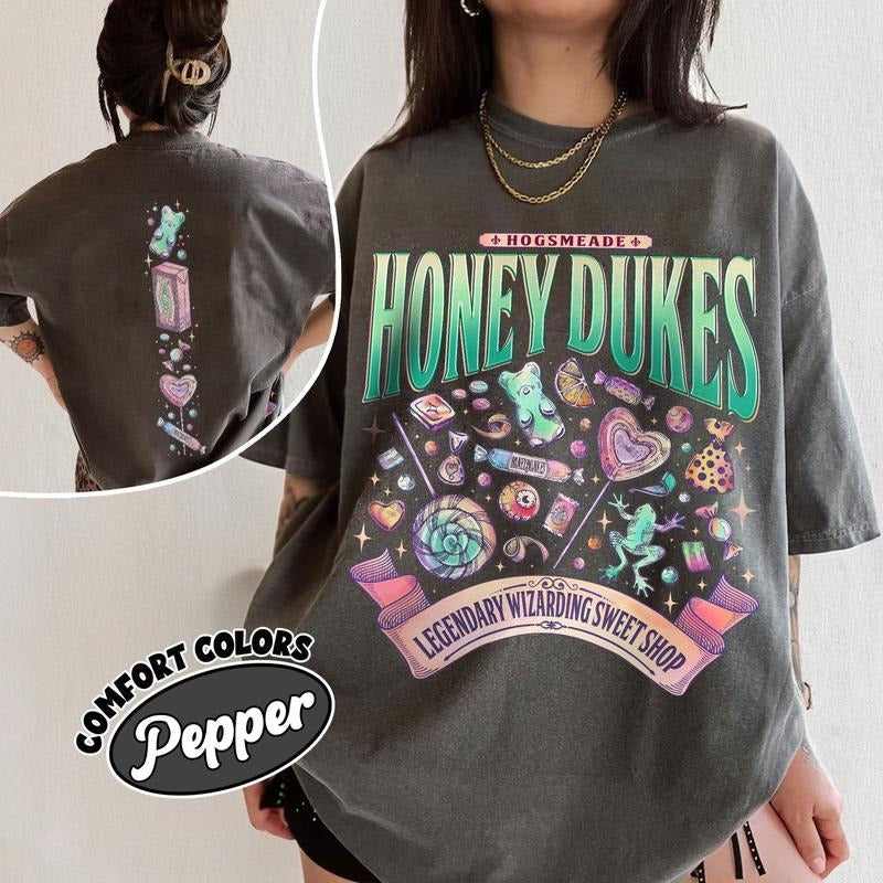 Wizard School Fandom Shirt, Magic Candy Shop Tee, HP Inspired Two Sided T Shirt, Bookish Shirt, Gift For Friends Hoodie,...