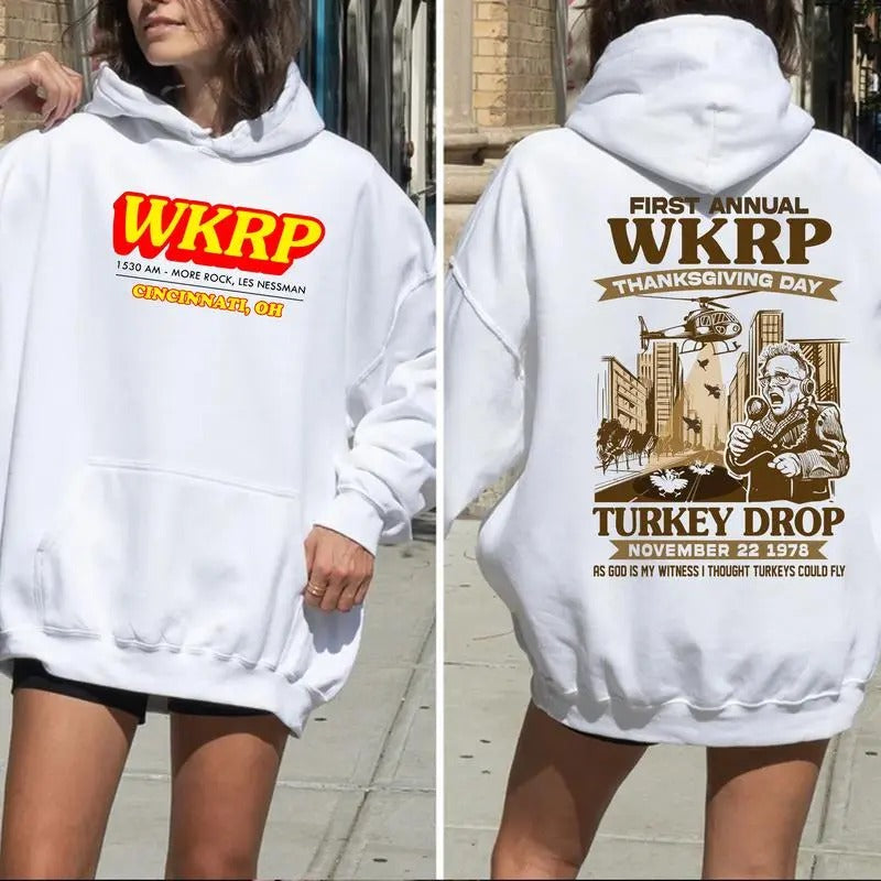 Wkrp First Annual Thanksgiving Day Wkrp Turkey Drop Shirt Hoodie, In Cincinnati Movie, Drop Turkey Tee, Unisex Short...