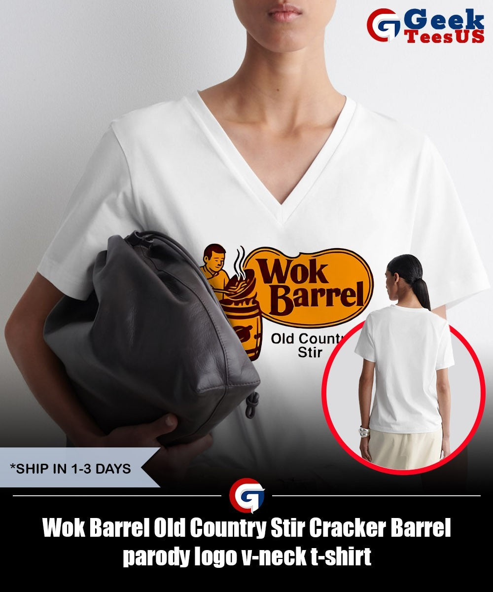 Wok Barrel Old Country Stir Cracker Barrel parody logo shirt