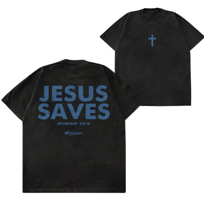 Vintage Jesus Saves 2 Sided Graphic T-Shirt, For Men/Women