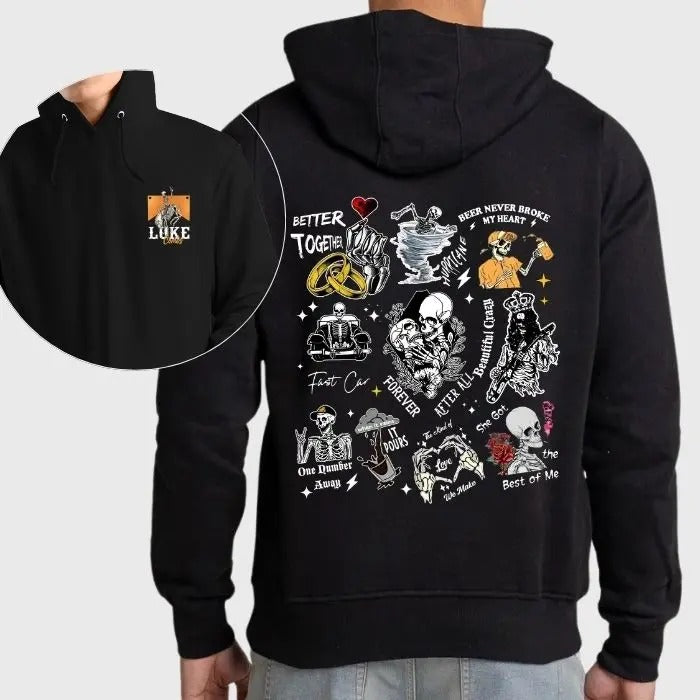 Combs Bullhead Luke Country Music 2 Sided Graphic Hoodie/Sweatshirt/T-Shirt, For Men/Women