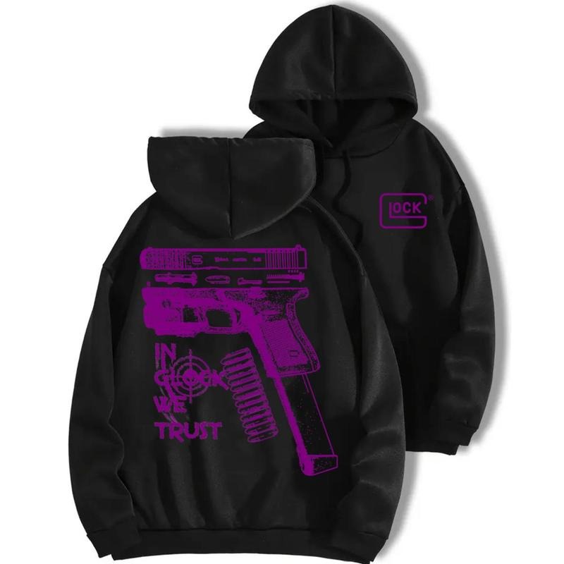 In Glock We Trust Purple Graphic 2 Sides Hoodie/Sweatshirt/T-Shirt, For Men/Women