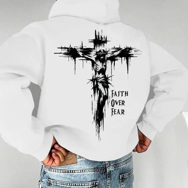 Faith Over Fear Jesus On The Cross Graphic Hoodie/Sweatshirt(No Hood)/T-Shirt, For Men/Women