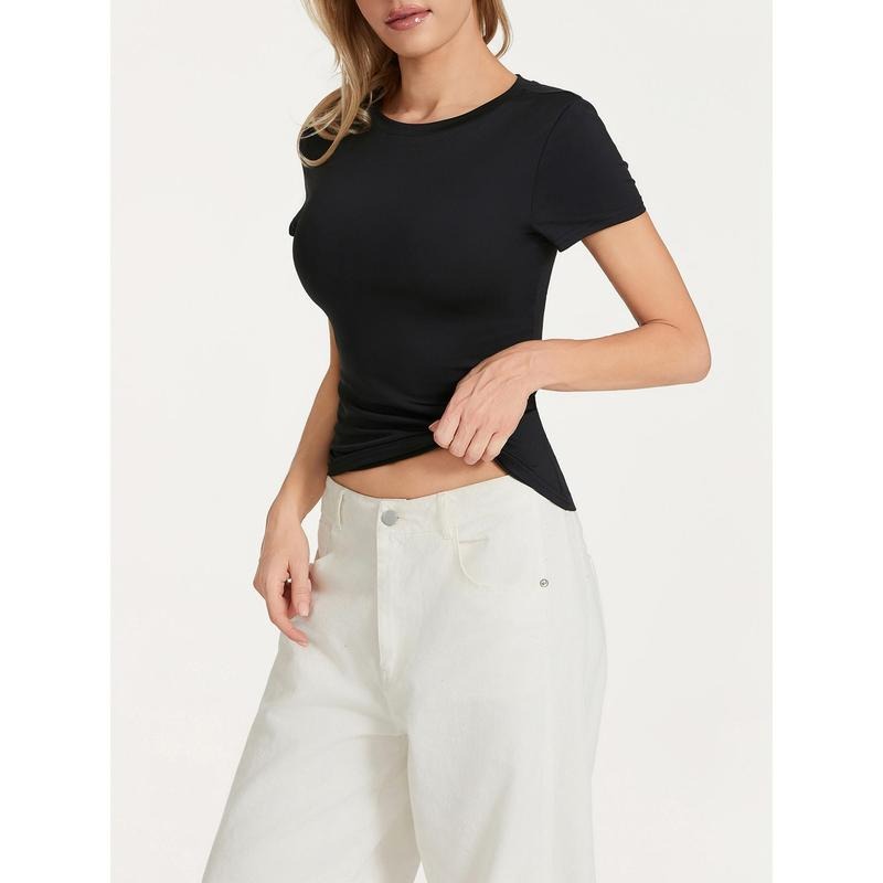 Women Fashion Wild T-Shirts Solid Color Round Neck Long Sleeve Bottoming Shirts Spring Autumn Slim Fit Streetwear Top...