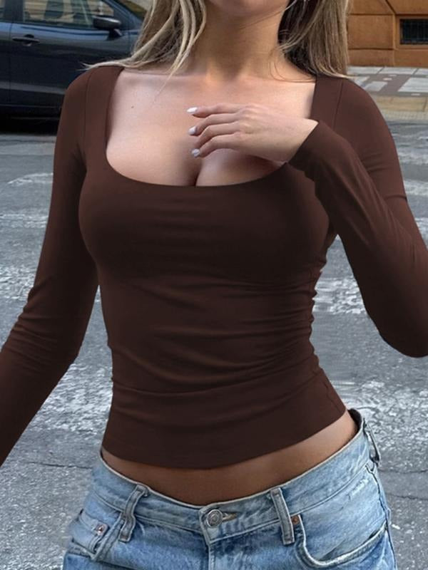 Women Spring Autumn Long Sleeve Solid Color Basic T Shirt Tops Tee Casual Fashionable Top Hoodie, Sweatshirt