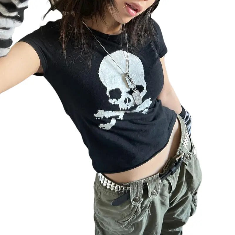 Women Sweater, Short Sleeve Round Neck Skull Print Knitting Party Casual Tops Elastic Shirts Womenswear Everyday Hoodie,...