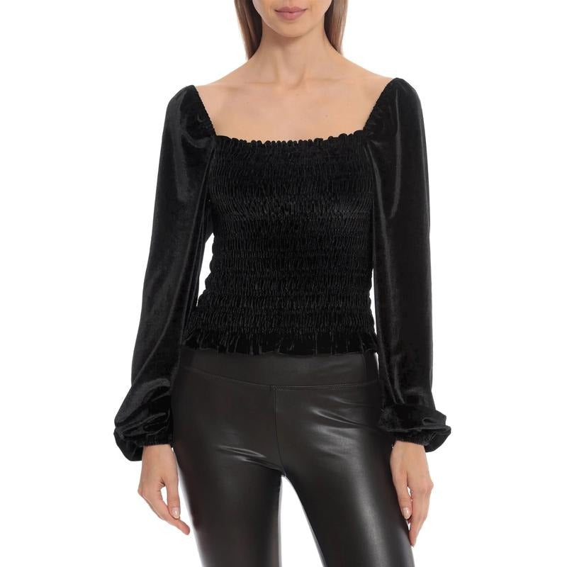 Women T-shirt Long Sleeve Square Neck Pleated SolidFit Ladies Tops Streetwear Hoodie, Sweatshirt | HypeDripTees.com