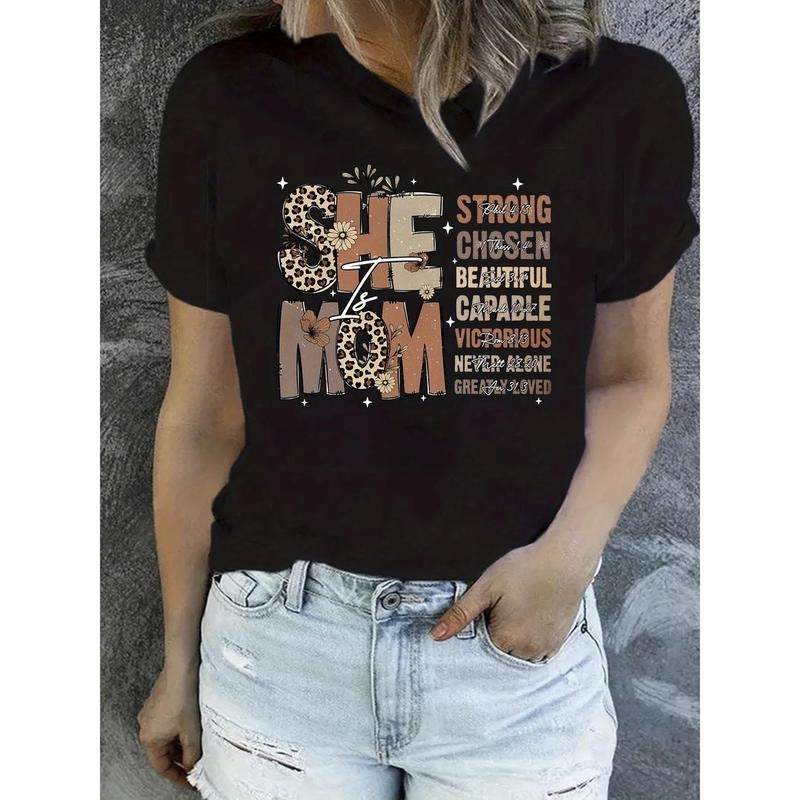 Women's 100% Cotton Graphic T-Shirt -  Inspirational Quote & Geometric Print, Relaxed Fit Round Neck Short Sleeve,...