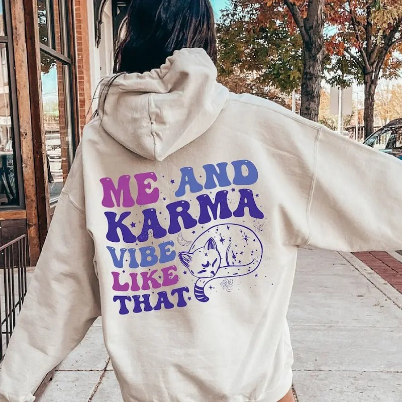 Women's Aesthetic Hoodies, Words On Back Sweatshirts, Karma Shirts, Concert Tshirts, Girlfriend Gifts, Trending Shirts, Girl Shirts, E7003
