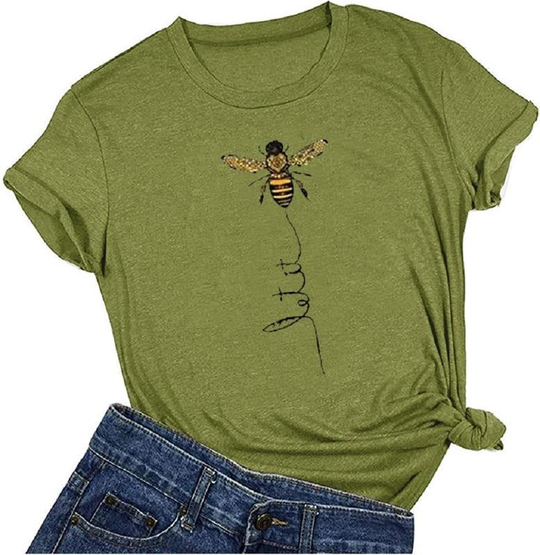 Women's Bee Print Short Sleeve T-Shirt Funny Let It Baby T-Shirt Z-Purple XXL Hoodie, Sweatshirt | HypeDripTees.com