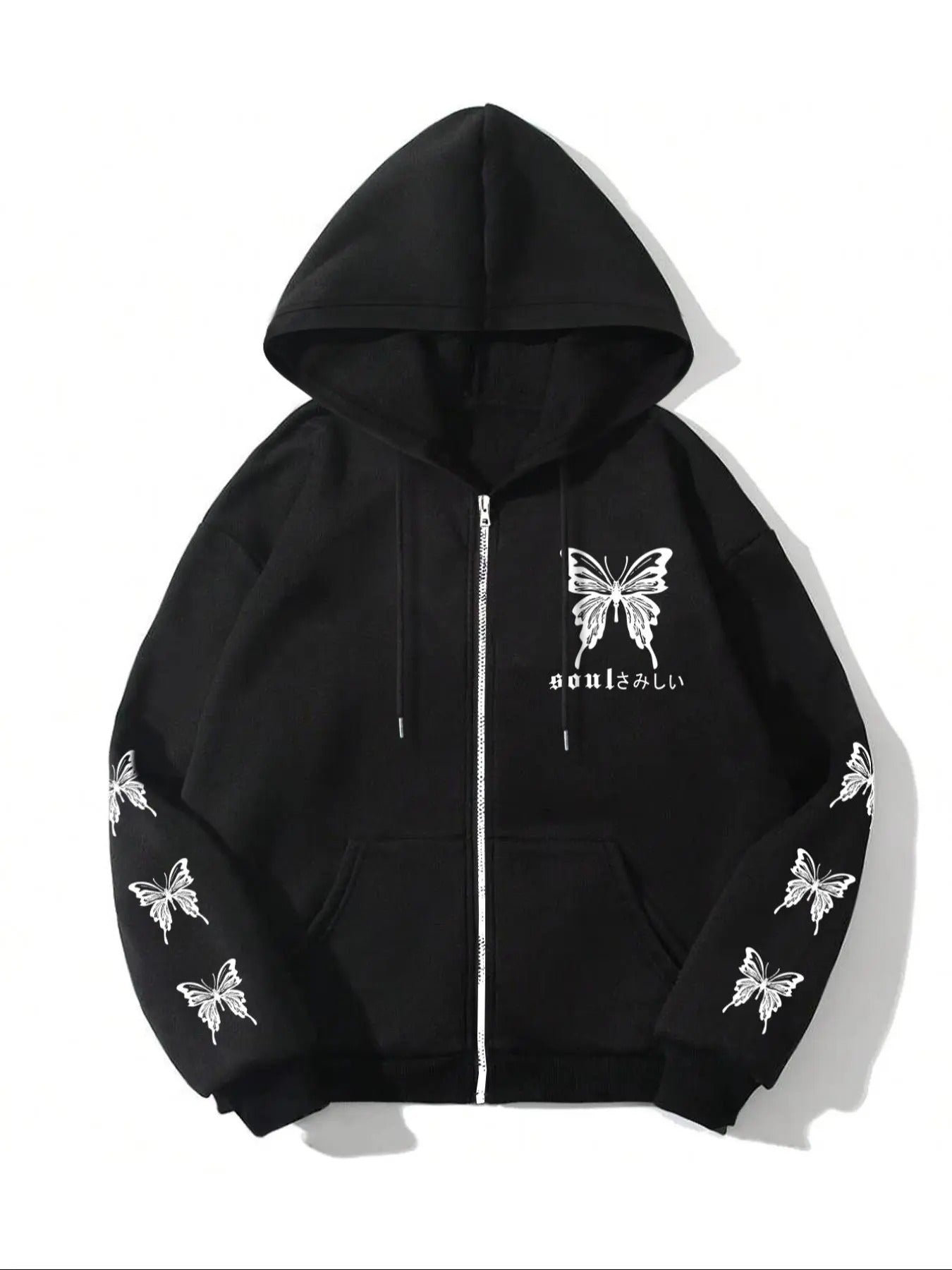 Women's Butterfly Print Zip Up Hoodie, Fashion Casual Hooded Sweatshirt for Daily Holiday Outdoor Wear, Women Clothing...