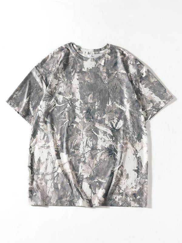 Women's Camo Print Round Neck Tee, Casual Short Sleeve Crew Neck T-Shirt for Summer, Fashion Women's Top for Daily Wear...