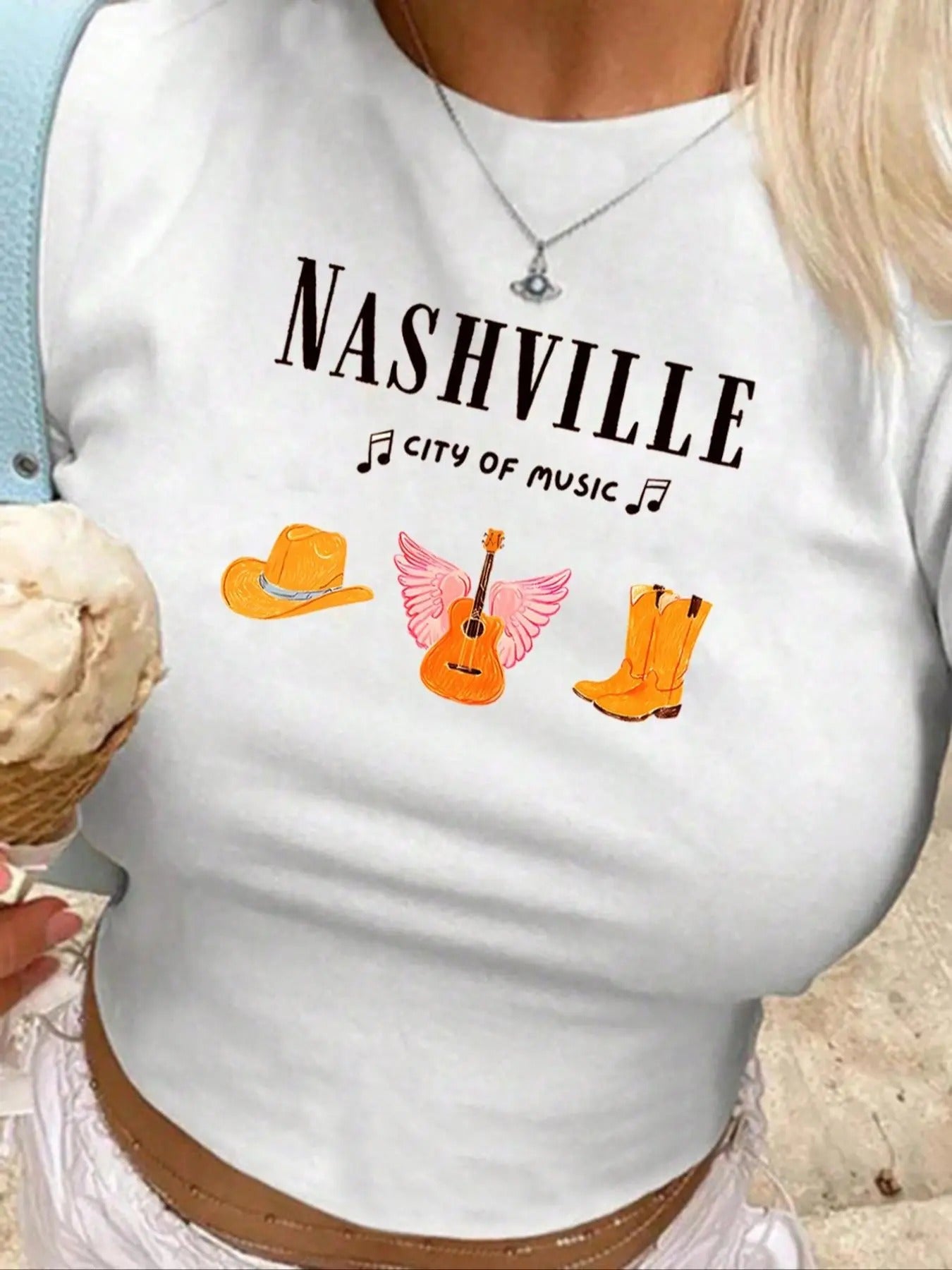 Women's Cartoon & Letter Print Round Neck Crop Tee, Fashion Short Sleeve Crew Neck T-Shirt, Ladies Clothes for Summer...