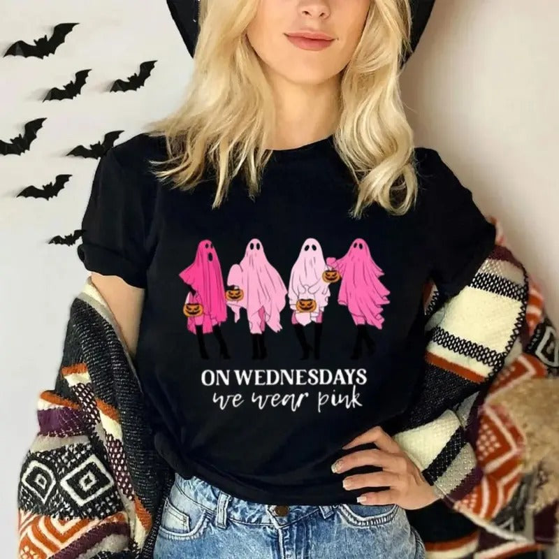 Women's Cartoon Ghost & Letter Print Drop Shoulder Sweatshirt, Casual Long Sleeve Round Neck Pullover For Daily Wear,...