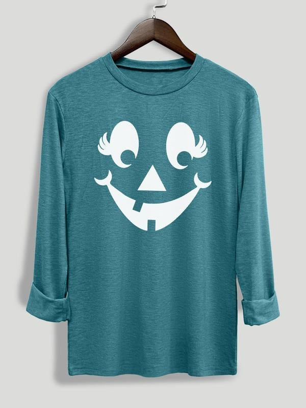 Cartoon Print Round Neck Casual Long Sleeve Daily Outdoor Top Spring Fall T-Shirts, Hoodie, Sweatshirt