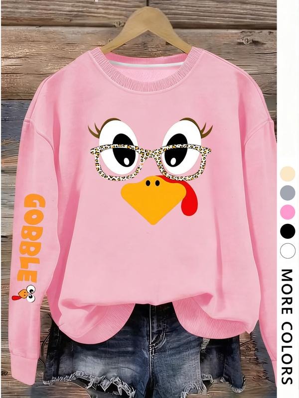 Women's Cartoon Print Round Neck Pullover Sweatshirt, Soft Thick Casual Sportswear, Winter Home Wear, Outdoor Leisure...