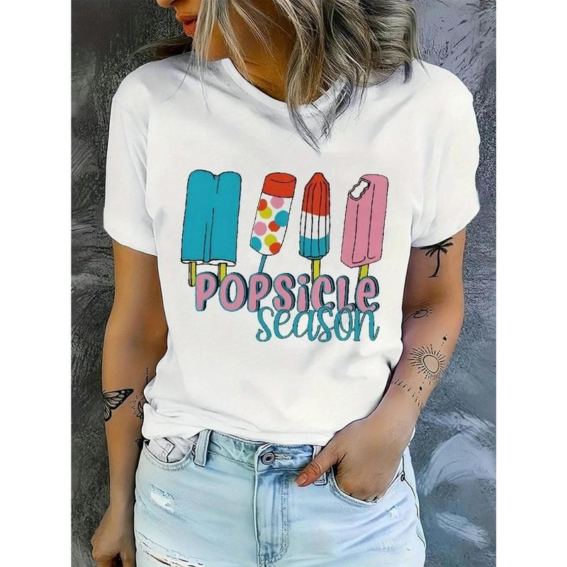 Women's Casual "Mom Season" Popsicle Graphic T-Shirt