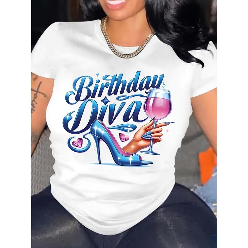 Women's Casual Birthday Diva Graphic T-Shirt