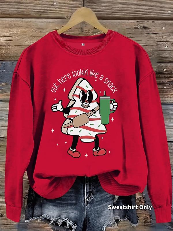 Women's Casual Christmas Graphic Pullover Sweater, Soft Long Sleeve Round Neck Sweatshirt, All-Season Comfort Fit Top,...